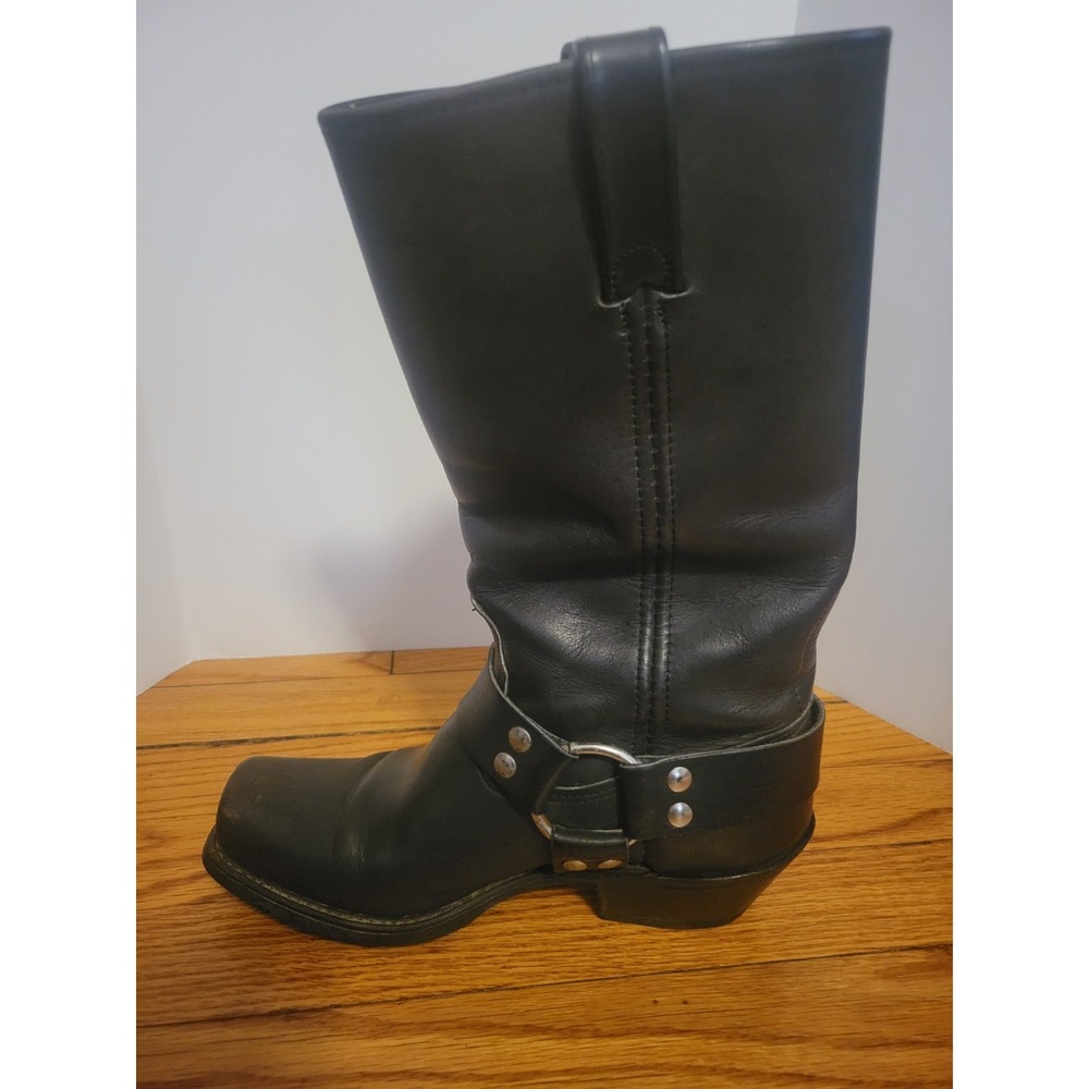 Double H Harness Vintage Boots Biker Motorcycle Sq Toe Black Leather Women 7.5 - Picture 12 of 15